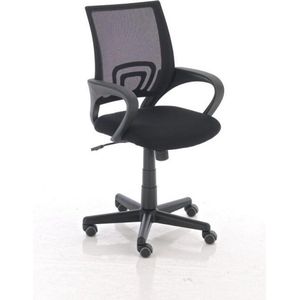 Luxe bureaustoel Saturnino - Zwart - Op wielen - 100% polyester - Ergonomische bureaustoel - In hoogte verstelbaar - Voor volwassenen