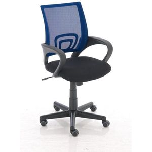 Luxe bureaustoel Sesto - Zwart/Blauw - Op wielen - 100% polyester - Ergonomische bureaustoel - In hoogte verstelbaar - Voor volwassenen