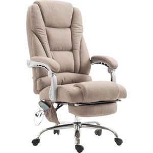 Bureaustoel Aroldo - Massagefunctie - Taupe - Stof - Ergonomische bureaustoel - Op wielen - Voor volwassenen - In hoogte verstelbaar