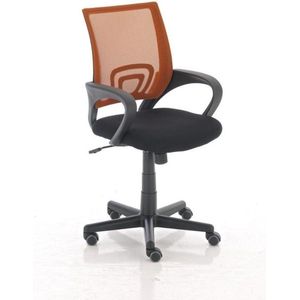 Luxe bureaustoel Silvio - Zwart/Oranje - Op wielen - 100% polyester - Ergonomische bureaustoel - In hoogte verstelbaar - Voor volwassenen