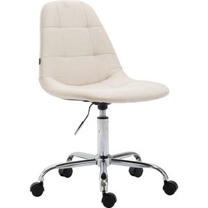 Luxe Werkkruk Tacito - Creme - Voor volwassenen - Op wielen - Stof - Ergonomische bureaustoel - In hoogte verstelbaar 44-54cm