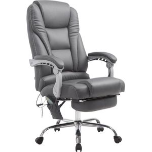 Ergonomische Bureaustoel met massagefunctie - Lange Rugleuning - Grijs - Zithoogte 47-56cm - Kunstleer - Op Wieltjes - Voor Volwassenen