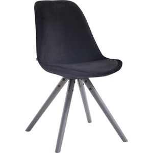 Bezoekersstoel Kestrel - Eetkamerstoel - Zwart velours - Grijze poten - Set van 1 - Zithoogte 48 cm - Deluxe