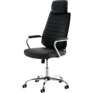 Luxe bureaustoel Pierino - Zwart - Op wieltjes - Kunstleer - Ergonomische office chair - In hoogte verstelbaar - Voor volwassenen
