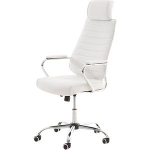 Luxe bureaustoel Zatiro - Wit - Op wielen - Kunstleer - Ergonomische bureaustoel - In hoogte verstelbaar - Voor volwassenen