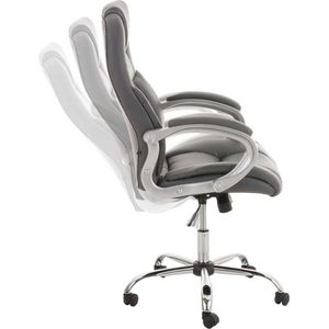 Bureaustoel Deluxe Lando - Grijs - Op wielen - Kunstleer - Ergonomische bureaustoel - Voor volwassenen - In hoogte verstelbaar 47-56cm