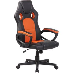 Gamingstoel deluxe - Oranje - Verstelbaar - Stoel - Gamingstoel met voetensteun - Ergonomische bureaustoel