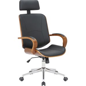 Consalvo Bureaustoel Modern - Zwart - Op wielen - Kunstleer - Voor volwassenen - Ergonomische bureaustoel - In hoogte verstelbaar 45-52cm