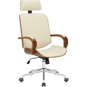 Fabia Bureaustoel Modern - Creme - Op wielen - Kunstleer - Voor volwassenen - Ergonomische bureaustoel - In hoogte verstelbaar 45-52cm