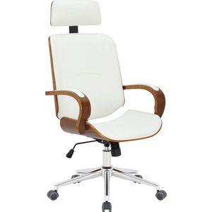 Fabia Bureaustoel Modern - Wit - Op wielen - Kunstleer - Voor volwassenen - Ergonomische bureaustoel - In hoogte verstelbaar 45-52cm