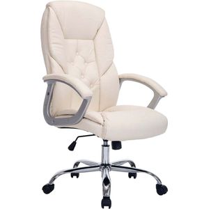 Bureaustoel Mula XL - Op wielen - Wit - Voor volwassenen - Kunstleer - Ergonomische bureaustoel - In hoogte verstelbaar