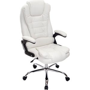 Bureaustoel Servida XL - Op wielen - Wit - Ergonomische bureaustoel - Voor volwassenen - Kunstleer - In hoogte verstelbaar