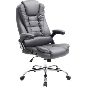 Bureaustoel Servida XL - Op wielen - Grijs - Ergonomische bureaustoel - Voor volwassenen - Kunstleer - In hoogte verstelbaar