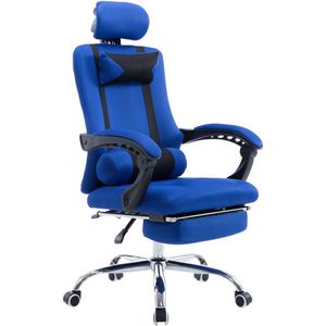 Premium Bureaustoel XL - Op wielen - Blauw - Ergonomische bureaustoel - Voor volwassenen - Gamingstoel stof - In hoogte verstelbaar