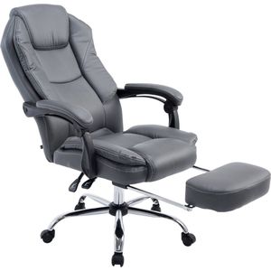 Premium Bureaustoel XL - Op wielen - Grijs - Ergonomische bureaustoel - Voor volwassenen - Gamestoel Kunstleer - In hoogte verstelbaar