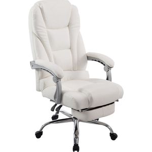 Bureaustoel Rocco - Wit - Kunstleer - Ergonomische bureaustoel - Op wielen - Voor volwassenen - In hoogte verstelbaar