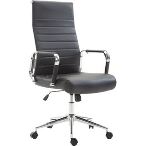 Luxe Bureaustoel Panfilo XL - Kunstleer - Zwart - Op wielen - Ergonomische bureaustoel - Voor volwassenen - In hoogte verstelbaar