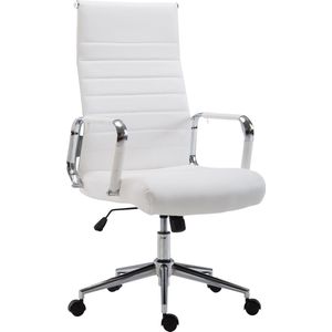 Luxe Bureaustoel Emanuela XL - Kunstleer - Wit - Op wielen - Ergonomische bureaustoel - Voor volwassenen - In hoogte verstelbaar