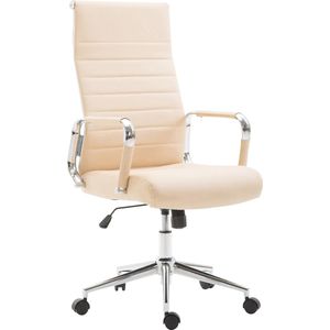 Luxe Bureaustoel Calogero XL - Kunstleer - Creme - Op wielen - Ergonomische bureaustoel - Voor volwassenen - In hoogte verstelbaar