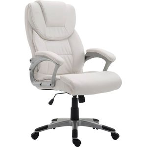 Luxe Bureaustoel Chiarina XL - kunstleer - Wit - Op wielen - Ergonomische bureaustoel - Voor volwassenen - In hoogte verstelbaar