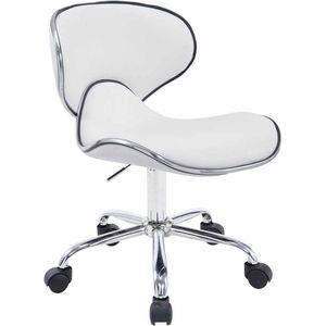 Werkkruk Donato - Wit - Op wieltjes - Kunstleer - Ergonomische bureaustoel - Voor volwassenen - In hoogte verstelbaar