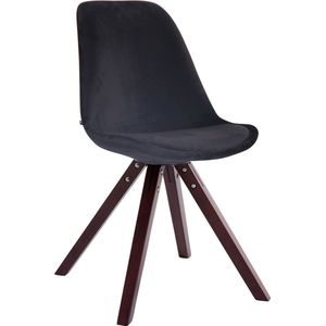 Bezoekersstoel Marco - Eetkamerstoel - Zwart velours - Bruine poten - Set van 1 - Zithoogte 48 cm - Deluxe