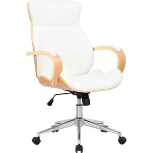 Luxe Bureaustoel Adone - Wit kunstleer - Met Rugleuning en Armleuning - In hoogte verstelbaar - Ergonomisch