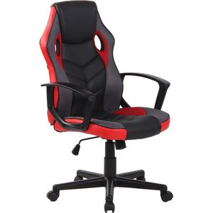 Luxe Gaming stoel Aurelio - Zwart/Rood kunstleer - Met Rugleuning en Armleuning - In hoogte verstelbaar - Ergonomisch
