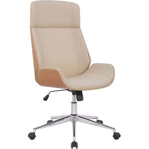 Premium bureaustoel Vitaliano - Creme kunstleer - Hoogte verstelbaar 44 - 52 cm - Ergonomisch - Luxe