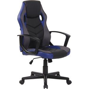 Luxe Gaming stoel Aurelio - Zwart/Blauw kunstleer - Met Rugleuning en Armleuning - In hoogte verstelbaar - Ergonomisch