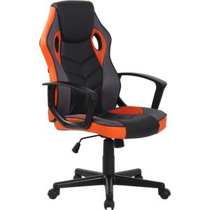 Luxe Gaming stoel Aurelio - Zwart/Oranje kunstleer - Met Rugleuning en Armleuning - In hoogte verstelbaar - Ergonomisch
