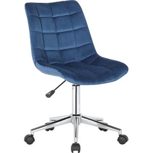 Bureaustoel Severino - Stof - Velvet Blue - Ergonomisch - 46x40x96cm Hoogte Verstelbaar - Zithoogte 44 - 59 cm - Modern Design