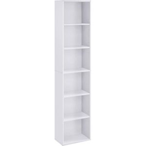 Luxe boekenkast Lindo - 6 vaks - Wit - Boekenplank - Woonkamer, slaapkamer en kinderkamer - Hout - MDF