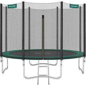 trampoline met veiligheidsnet - tuintrampoline - 366 cm - ronde trampoline - met veiligheidsnet - met ladder - Zwart Groen