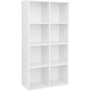 Moderne Boekenkast Jona - 8 vakken - Wit - Boekenplank - Woonkamer, slaapkamer en kinderkamer - Hout - MDF