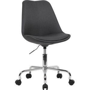 Bureaustoel van zwarte stof - Design draaistoel met rugleuning - Werkstoel - Kuipstoel met zwenkwielen - Max. belasting 110 kg