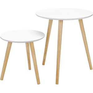 Luxe bijzettafels Antiope - 2 stuks - Ronde salontafel - Laptoptafel - Industriele tafel - Plantentafel - Metaal met hout