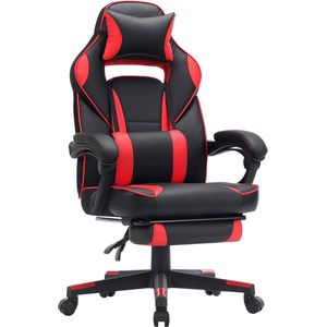 Gamestoel PRO - Stoel met voetensteun - Verstelbaar - Rood - Ergonomische bureaustoel
