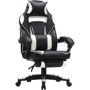 Gamingstoel Zeno PRO - Stoel met voetensteun - Verstelbaar - Wit - Ergonomische bureaustoel - 150KG