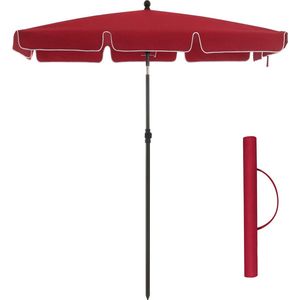 Parasol Zacarias - Rechthoekige Tuinparasol -200x125 cm - UV-bescherming tot UPF 50+ - Opvouwbaar - Met PA-coating - Tuin - Terras - Zonder standaard - Bordeaux