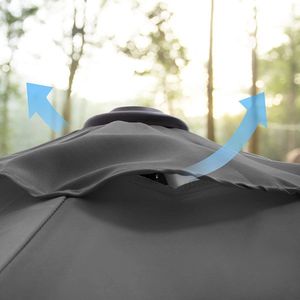 Parasol Martina - 270 cm - Tuinparasol - Market Parasol - UV bescherming tot UPF 50+ - Patio Parasol - Zonwering - Knikarm - Met zwengel - Zonder standaard - Zwart