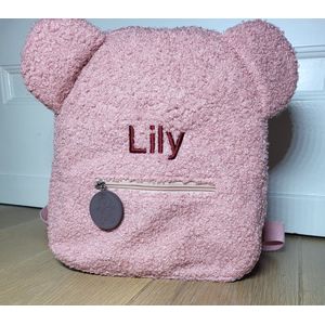 roze teddy rugzak kids met geborduurde naam/schooltas/rugtas/kinderrugzak/gepersonaliseerd
