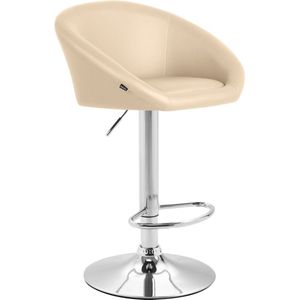 Luxe Barkruk Lizzie - Beige - Gestoffeerde Zitting - Voetensteun - Zithoogte 86-106 cm - Ergonomische barstoelen - In hoogte verstelbaar - Set van 1 - Met Rugleuning - Voor Keuken en Bar