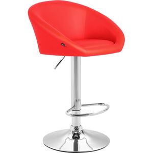 Luxe Barkruk Ludger - Remarkable Red - Gestoffeerde Zitting - Voetensteun - Zithoogte 86-106 cm - Ergonomische barstoelen - In hoogte verstelbaar - Set van 1 - Met Rugleuning - Voor Keuken en Bar