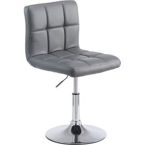 Luxe Barkruk Jovita - Grijs - 360 Rotatie - Ergonomische Barstoelen - In Hoogte Verstelbaar - Set van 1 - Met Rugleuning - Voor Keuken en Bar - Imitatie Leder - Gestoffeerde Zitting