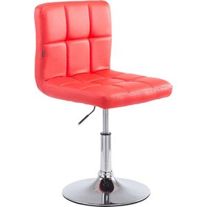 Luxe Barkruk Kaitlyn - Rood - 360 Rotatie - Ergonomische Barstoelen - In Hoogte Verstelbaar - Set van 1 - Met Rugleuning - Voor Keuken en Bar - Imitatie Leder - Gestoffeerde Zitting