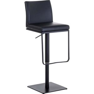 Luxe Barkruk Micha - Zwart - Ergonomische Barstoelen - Imitatie Leder - In Hoogte Verstelbaar - 360 Rotatie - Set van 1 - Met Rugleuning - Voetensteun - Voor Keuken en Bar - Gestoffeerde Zitting