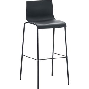 Klassieke Barkruk Pearle - Zwart - Modern Design - Ergonomische Barstoelen - Set van 1 - Met Rugleuning - Voetensteun - Voor Keuken en Bar - Kunststof Zitting