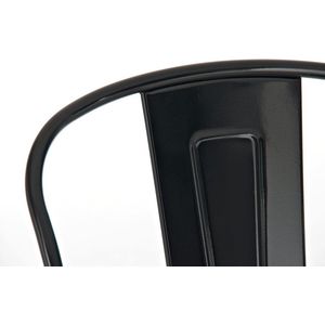 Rustieke Barkruk Holden - Zwart - Industrieel Design - Set van 2 - Rugleuning - Voetsteun - Voor Keuken en Bar - Metalen Zitting