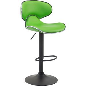 Luxe Barkruk Elija - Groen - Zwart - Modern Design - Rugleuning - Voetensteun - Voor Keuken en Bar - Gestoffeerde Zitting - Imitatie Leder